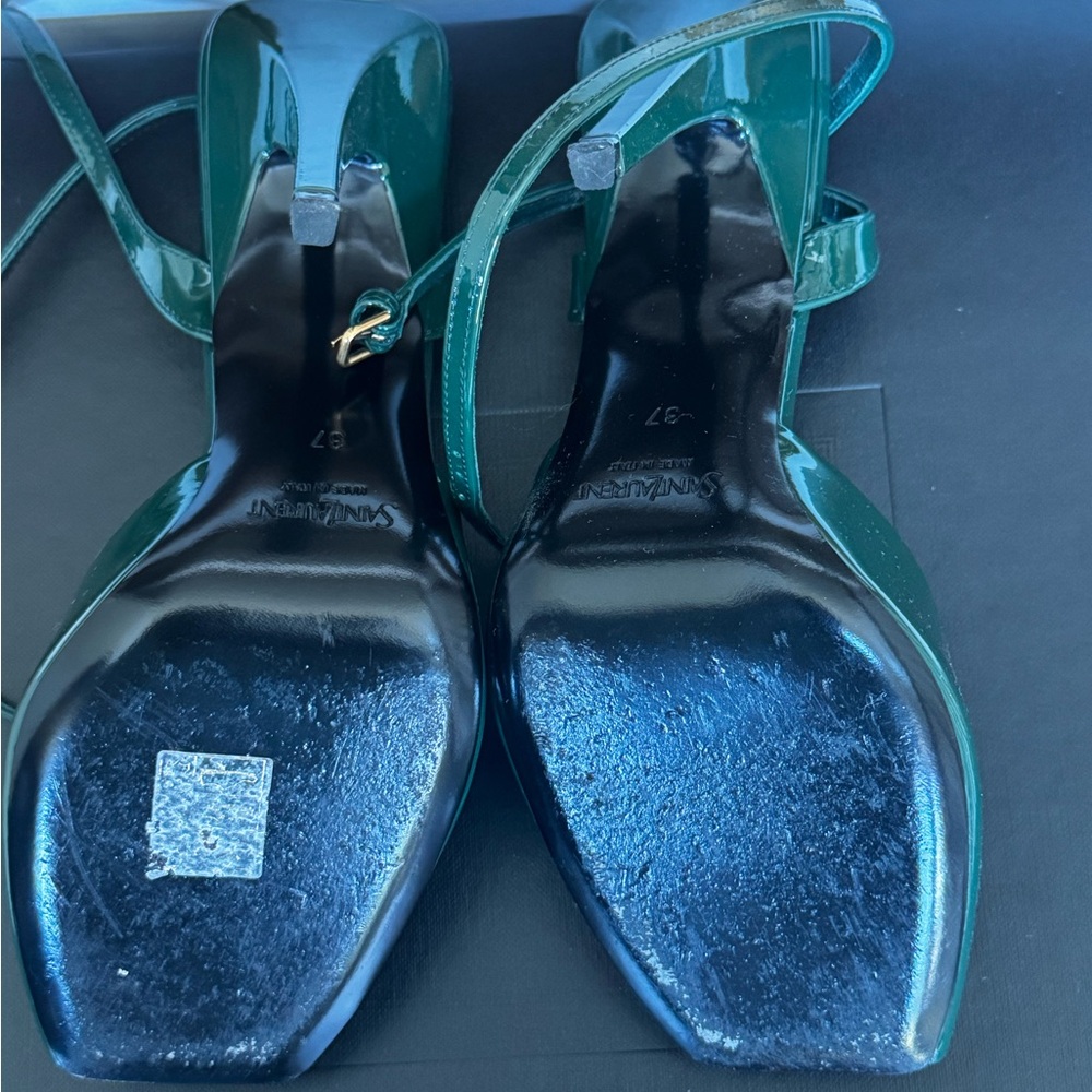 Saint Laurent Dark Green Platform Heels - Picture 4 of 5